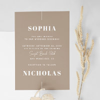 Pastel Taupe Minimalist Wedding - Photo & QR Code