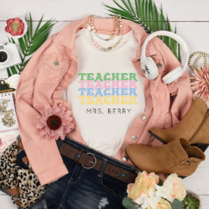 Pastel Teacher Add Your Name T-Shirt