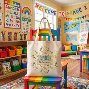 Pastel Teacher Appreciation Crayon Pattern Tote Bag