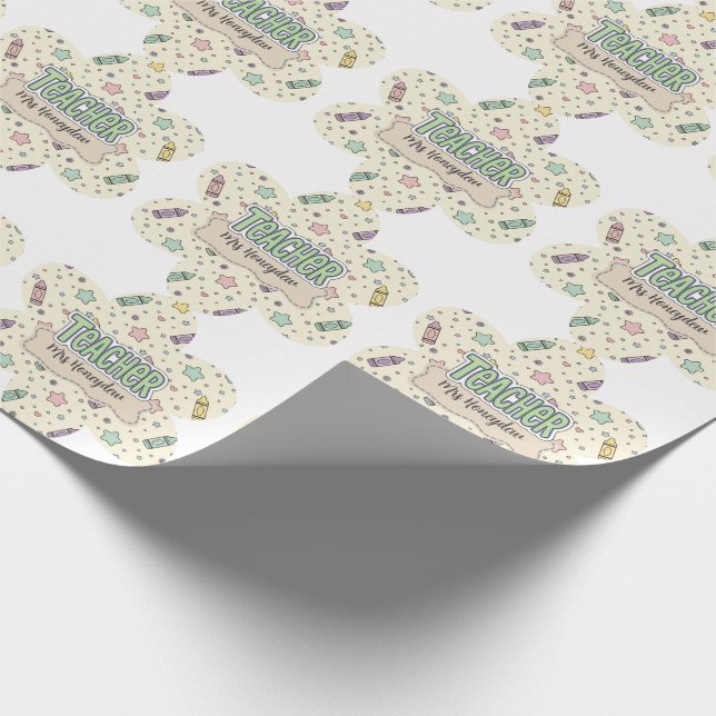 Pastel Teacher Appreciation Crayon Pattern  Wrapping Paper (Corner)