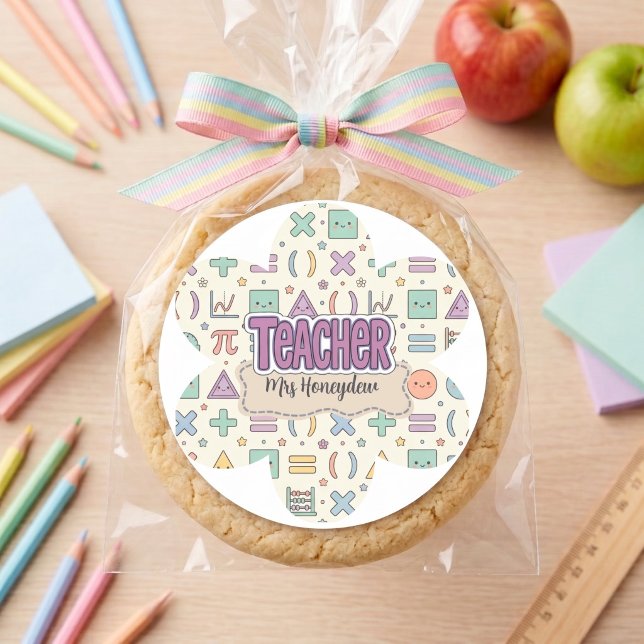Pastel Teacher Appreciation Mathematics Pattern  Classic Round Sticker (Creator Uploaded)