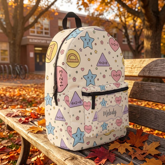 Pastel Teacher  School Math Shapes Printed Backpack (Creator Uploaded)