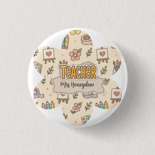 Pastel Teacher School Supply Pattern  3 Cm Round Badge (Front)
