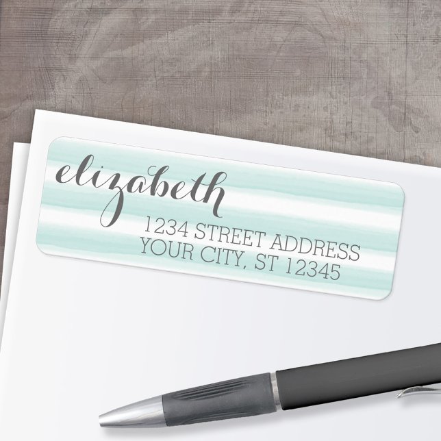 Pastel Teal and Grey Stationery Suite for Women (Custom Return Address Labels - Low Minimum)
