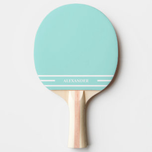 Pastel Teal and White Ping Pong Paddle with Name