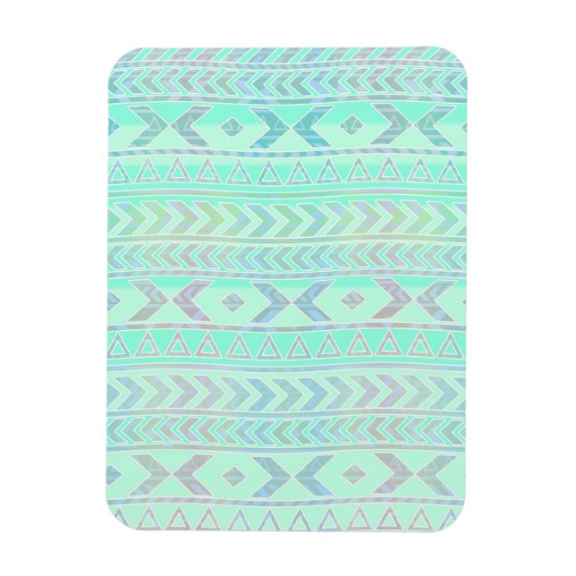 Pastel Teal Aztec Art Style Pattern Magnet (Vertical)