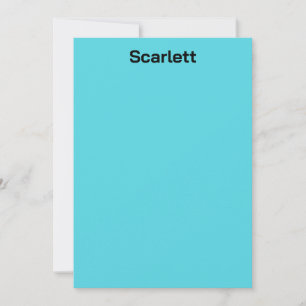 Pastel Teal Colour Personalised Name Desk Note Thank You Card