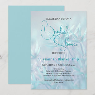 Pastel Teal Floral Background Bridal Shower Invitation