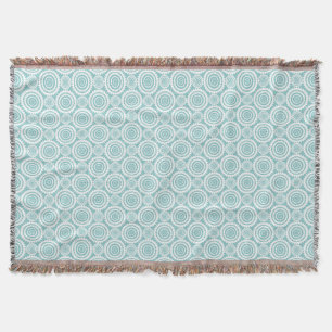 Pastel Teal Geometric Pattern Cool Circles Art Throw Blanket