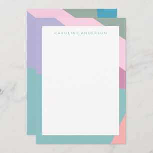 Pastel Teal Lilac Geometric Border Personalised  Card