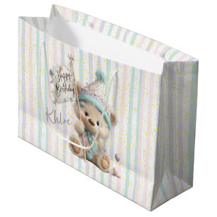 Pastel Teddy Bear Birthday Large Gift Bag