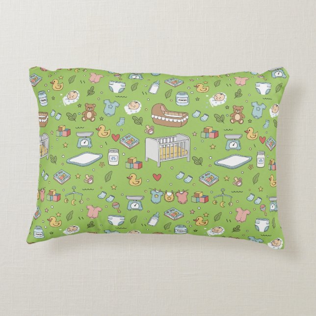 Pastel Teddy Bear Duck Decorative Nursery Pillow (Back)