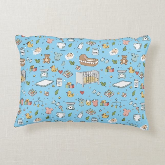 Pastel Teddy Bear Duck Decorative Nursery Pillow (Back)