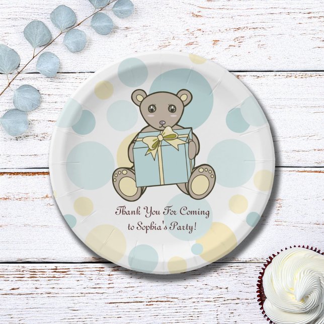 Pastel Teddy Bear Kids Birthday / Baby Shower Paper Plate (Creator Uploaded)