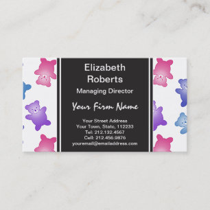 Pastel Teddy Bear Pattern Business Card