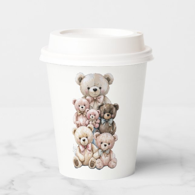 Pastel Teddy Bear Stack Paper Cups (Front)