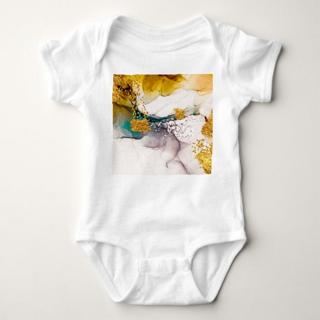 Pastel tenderness: golden swirls art. baby bodysuit (Front)