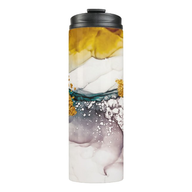 Pastel tenderness: golden swirls art. thermal tumbler (Front)