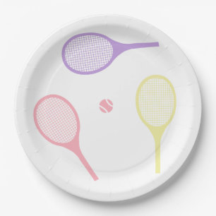 Pastel Tennis Rackets   Paper Plate