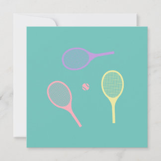 Pastel Tennis Rackets with Tennis Ball on Green Card