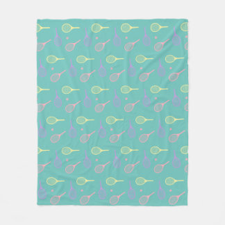 Pastel Tennis Rackets with Tennis Ball on Green Fleece Blanket