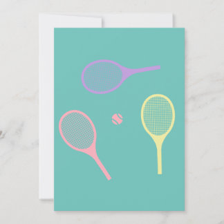 Pastel Tennis Rackets with Tennis Ball on Green Invitation