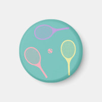 Pastel Tennis Rackets with Tennis Ball on Green
