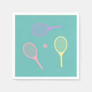 Pastel Tennis Rackets with Tennis Ball on Green Napkin