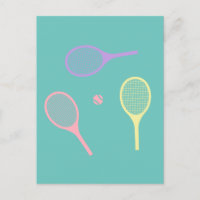 Pastel Tennis Rackets with Tennis Ball on Green 