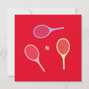 Pastel Tennis Rackets with Tennis Ball on Red Card