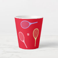 Pastel Tennis Rackets with Tennis Ball on Red