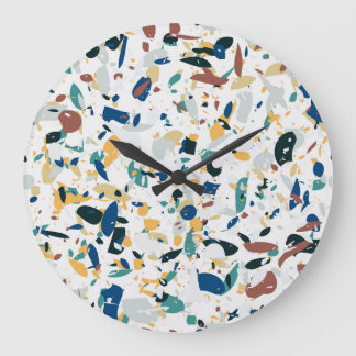 Pastel Terrazzo: Modern Abstract Pattern. Large Clock