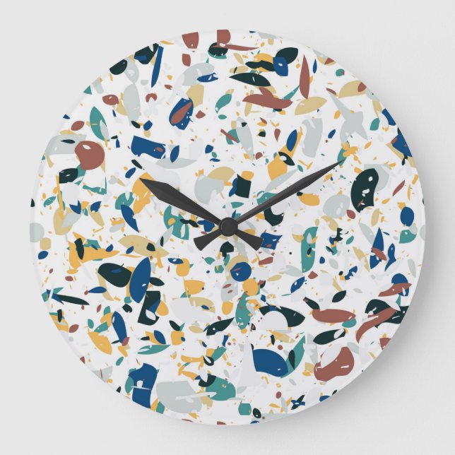 Pastel Terrazzo: Modern Abstract Pattern. Large Clock (Front)