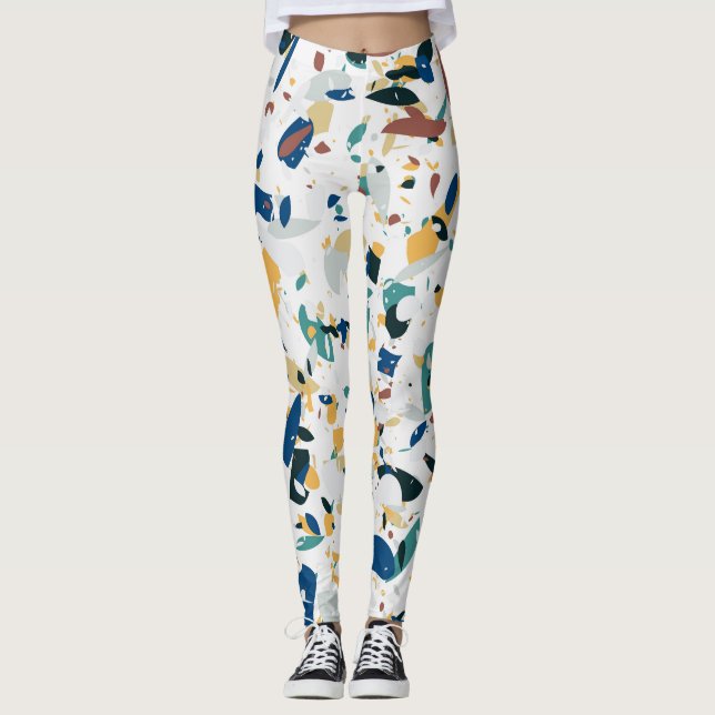 Pastel Terrazzo: Modern Abstract Pattern. Leggings (Front)