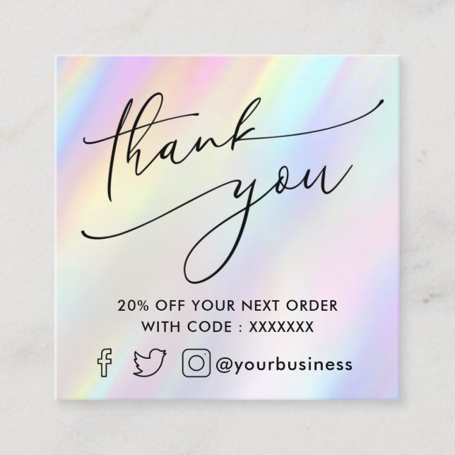 pastel thank you discount card (Front)