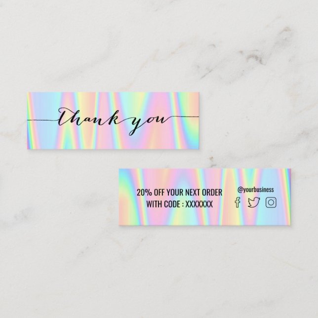 pastel thank you mini business card (Front/Back)