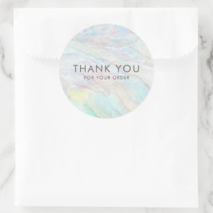 Pastel Thank You Opal Shell Look Classic Round Sticker