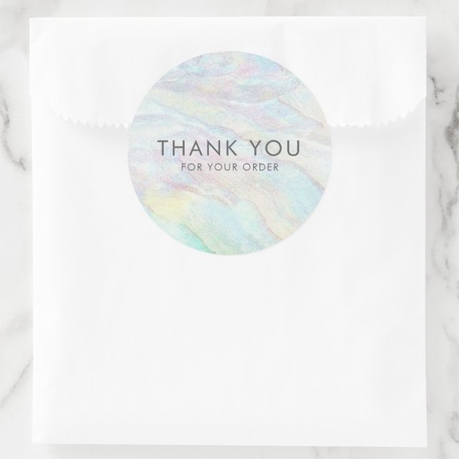 Pastel Thank You Opal Shell Look Classic Round Sticker (Bag)