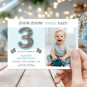 Pastel Three Fast Birthday Race Invitation