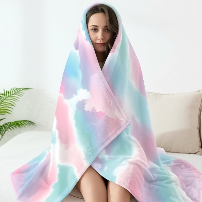 Pastel Tie-Dye Cloud Dreamy Soft Gradient  Fleece Blanket (Creator Uploaded)