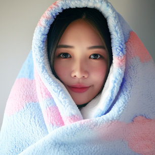 Pastel Tie-Dye Cloud Dreamy Soft Gradient Sherpa Blanket