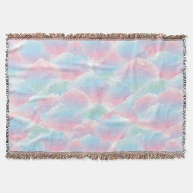 Pastel Tie-Dye Cloud Dreamy Soft Gradient  Throw Blanket (Front)
