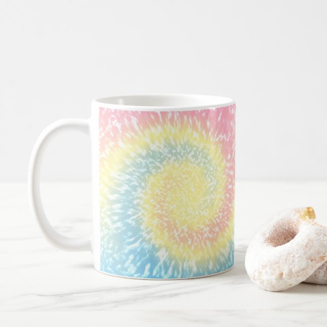 Pastel Tie Dye Hippy Swirl Coffee Mug (With Donut)