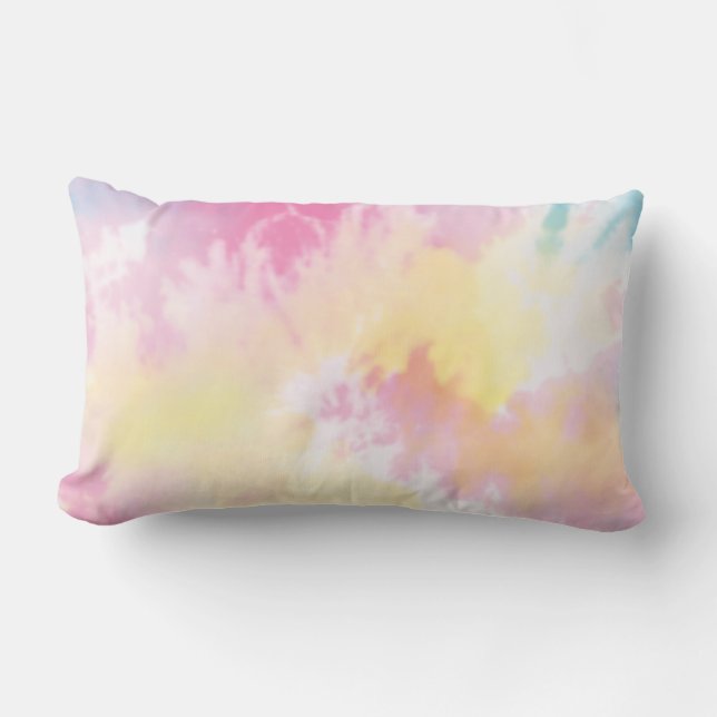 Pastel Tie Dye Lumbar Throw Pillow (Front)