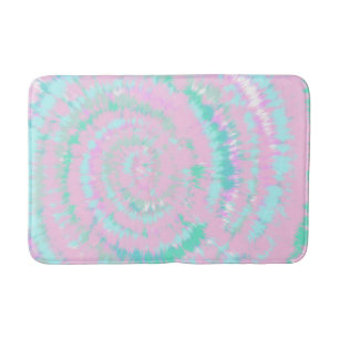 Pastel Tie Dye Pattern Pink Aqua Mint Green Bath Mat