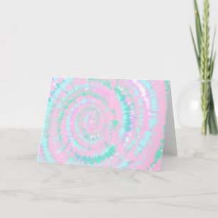 Pastel Tie Dye Pattern Pink Aqua Mint Green Card