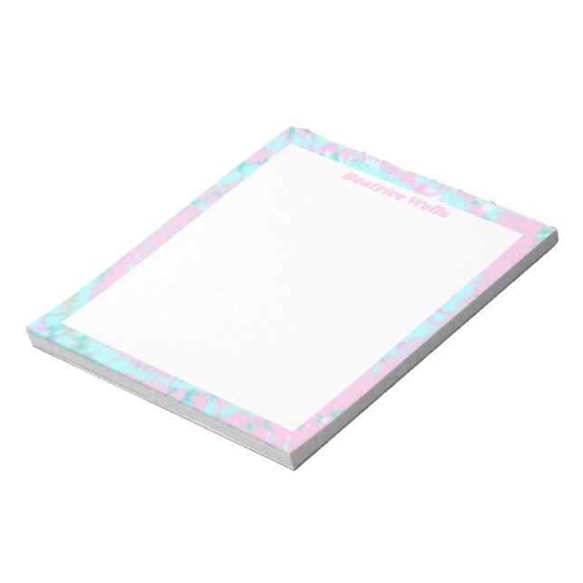 Pastel Tie Dye Pattern Pink Aqua Mint Green Notepad (Rotated)