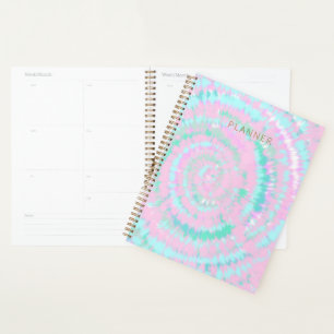 Pastel Tie Dye Pattern Pink Aqua Mint Green Planner