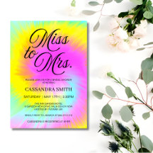 Pastel Tie Dye Swirl Miss to Mrs. Bridal Shower 