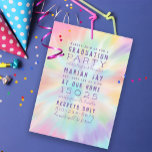 Pastel Tie Dye Typography Graduation Party Invitation<br><div class="desc">Hand painted tie dye background with editable text; fit text within the imaginary rectangle by resizing or adjusting spacing between the letters.</div>